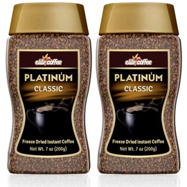 Elite Platinum Freeze Dried Instant Classic Coffee 7.5oz (2 Pack) | Kosher for Passover | Glass Jar | Rich Aroma