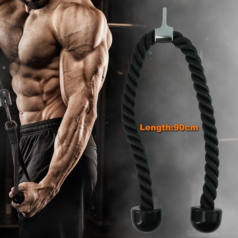 ciciment Nylon Triceps Rope,Lat Pull down Rope, Steel Buckle, Bicep