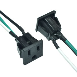 2PCS 15A 125V AC Panel Mount Outlet Industrial Plug Female Connectors Adapter With 14AWG Connection line,3 Pins US Power Socket Plug Panel