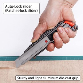 NT Cutter Heavy-Duty Aluminum Die-Cast Grip Auto-Lock Utility Knife (L-500GRP)