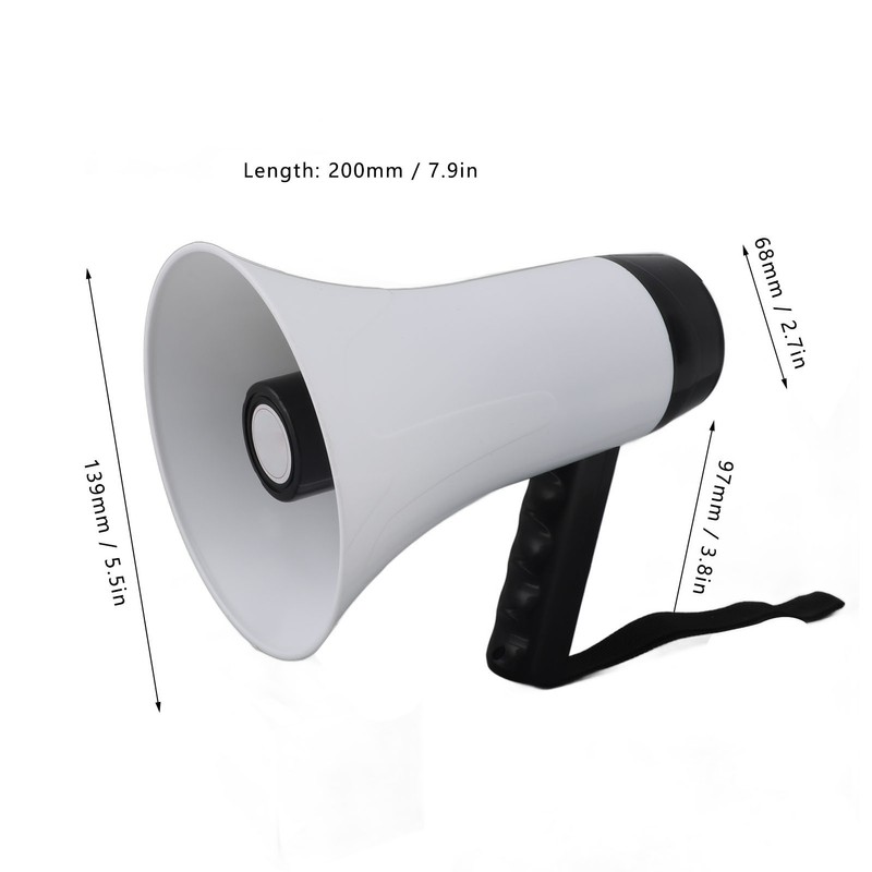 Portable Megaphone Bullhorn 30W Power Megaphone Speaker 300S Recording 500M