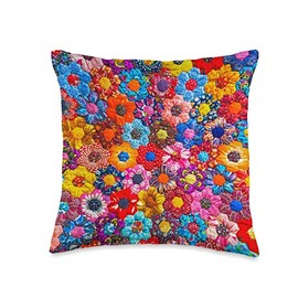 Pioneer Country Farm For Woman Cute Retro Floral Quilt Print Throw Pillow