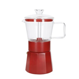 La Cafetière Verona Red Glass Espresso Maker, 6 Cups, Gift Boxed