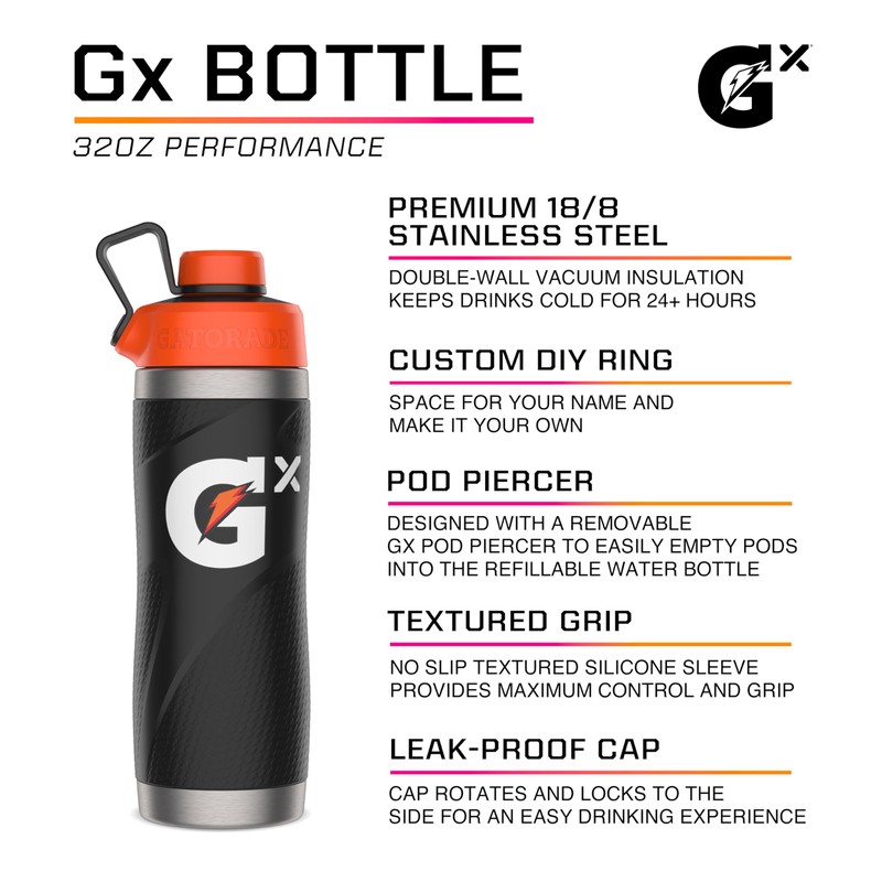 Gatorade Gx Stainless Steel Bottle, 32oz