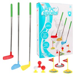 JOAASU 18 Pieces Mini Golf Set Toy for Children, Mini Golf Set for Children, 3 Retractable Golf Clubs, 6 Balls, 3 Practice Holes, 3 Flags, 3 Fortress, Children's Toy for Outdoor and Indoor Use