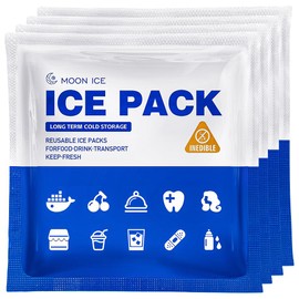 Blue Ice Packs for Coolers, Shipping and Lunch Box | Cold for Up to 48 Hours | Slim Size Long-Lasting Reusable Ice Pack | Gel Freezer Packs for Camping, Beach, Fishing, Shipping Food (4" X 4" 24pcs)