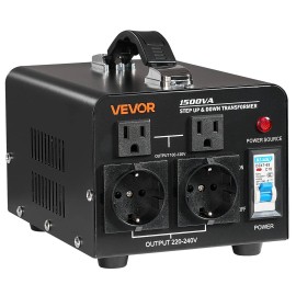 Heavy Duty 1500VA Voltage Converter Transformer 110V 220V Step Up/Down Power Isolation and Auto TransformerDefault: Default