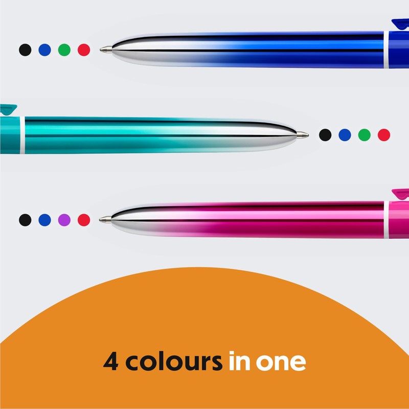 BIC 4 Colours Gradient Smooth Ink Retractable Multicoloured Ball Pen