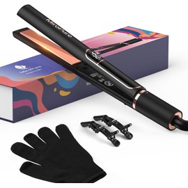 MiroPure Plancha de pelo de hierro plano, placas de titanio de 1 pulgada con calentamiento rápido, plancha profesional de cerámica negativa de iones