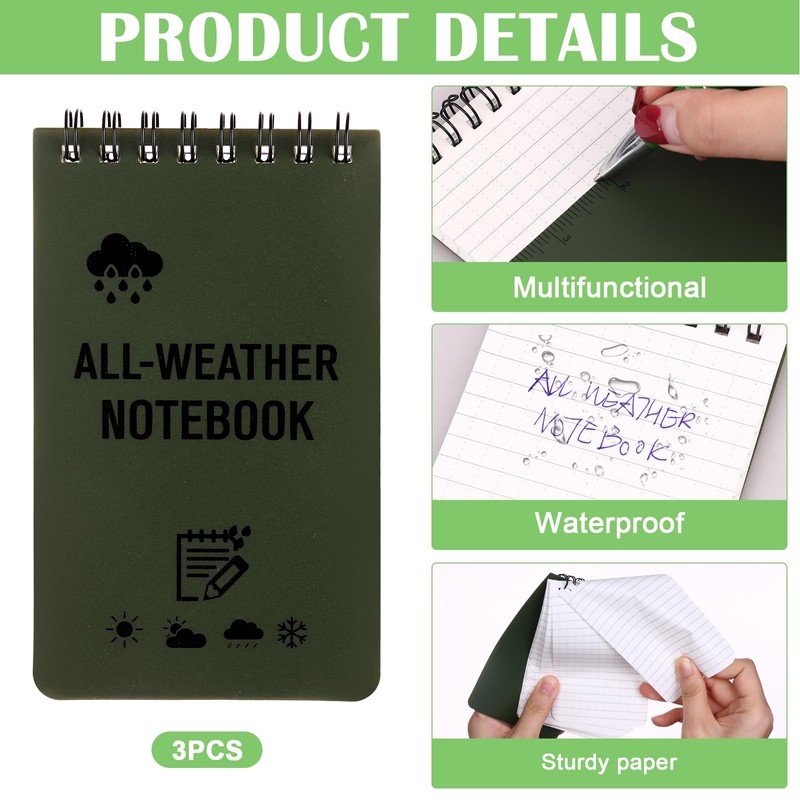 HAOWANWW 5 Pcs Waterproof Notepad Pen Set Waterproof Notebook Mini