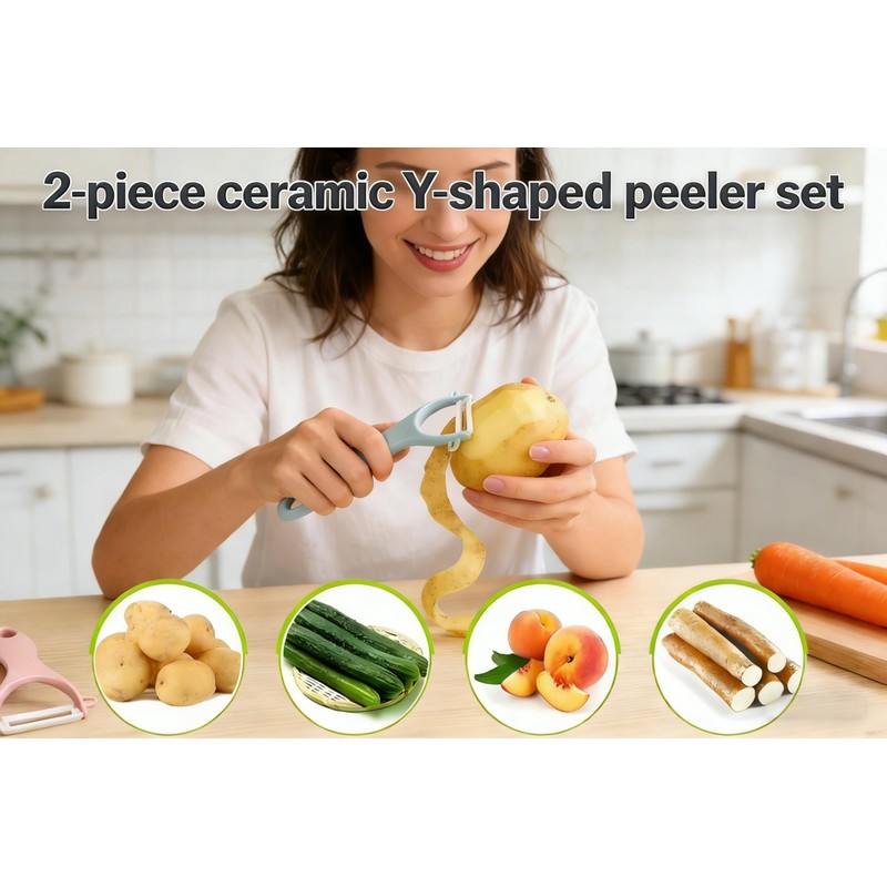 2-Pack Ceramic Y-Peeler Set - Sharp Rust-Proof Vegetable & Fruit