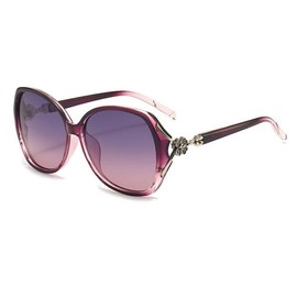 fortulux UV400 Women's Driving Sunglasses, UV Protection, Polarized, Small Face Effect, Ultra Lightweight, Clover, Jewelry Frame, Gradient Lens, purple