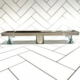 18" Cohen Tile-In Shower Drain w/ Flange - Brushed Stainless Steel ZA3-T01-18-C