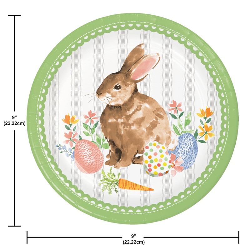 Trendware Spring Cottage Bunny Dinner Plates, 24 Count
