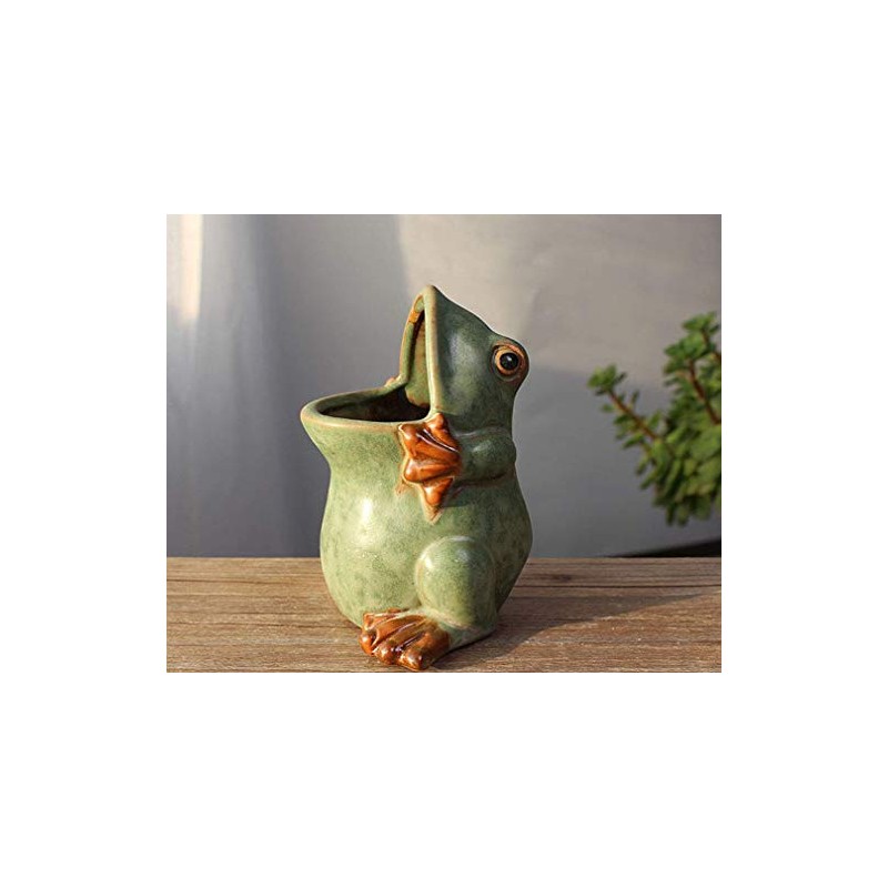 MONMOB Ceramic Frog Shaped Plant Pot Bonsai Flower Pot ucculent