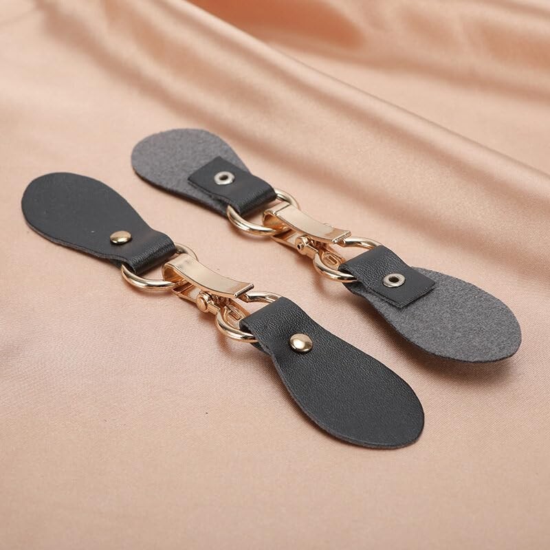 Black Leather Sew-On Coat Buckle Vintage Leather Toggle Buttons Sewing