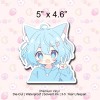 Blue Anime Girl Chibi Peace Sign Vinyl Decal Sticker Kawaii