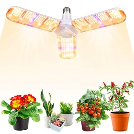 150W LED Grow Light Bulb - 414 LED Plant Light Bulb E26/E27 Sunlike Full Spectrum Plant Grow Lamp with IP54 Waterproof Foldable Three-Leaf Lamp Body for Hydroponics Garden Greenhouse Houseplants
