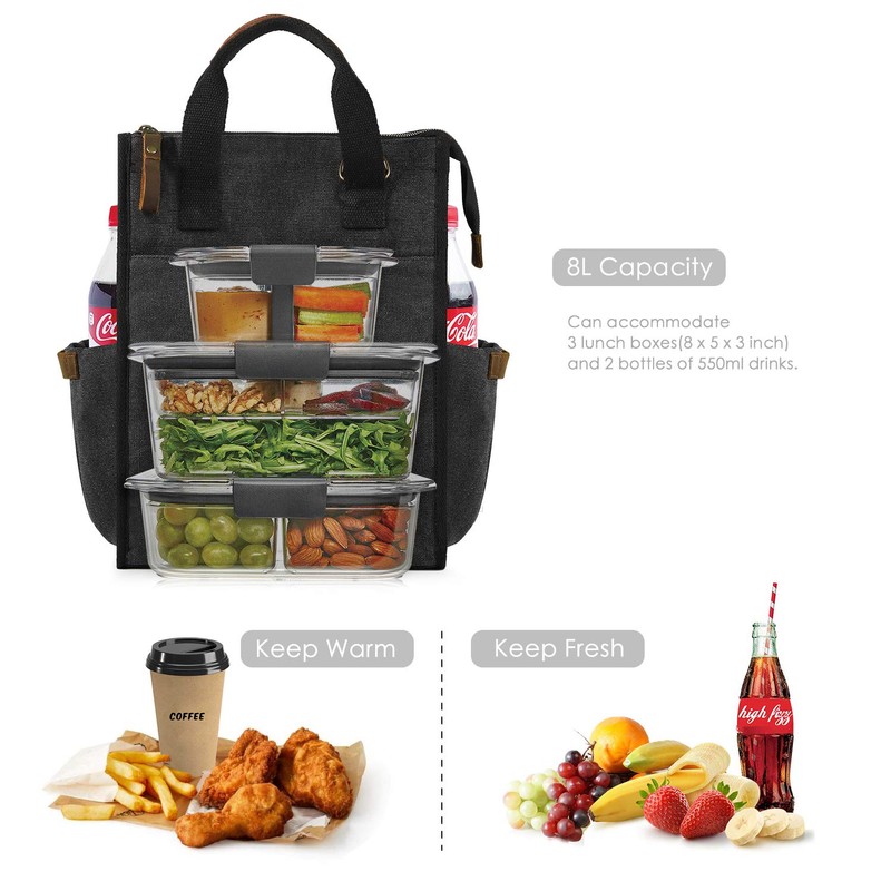 SMRITI Insulated Canvas Lunch Bag for Women/Men-9.6 L Reusable Leakproof