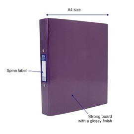 Oxford Premium A4 Ring Binder, Purple Single Folder, 25mm Capacity
