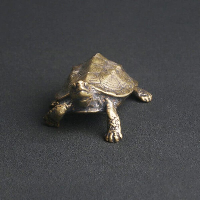 TEAMWILL 1PC Brass Vintage Turtle Figurine Statue Home Ornaments Animal