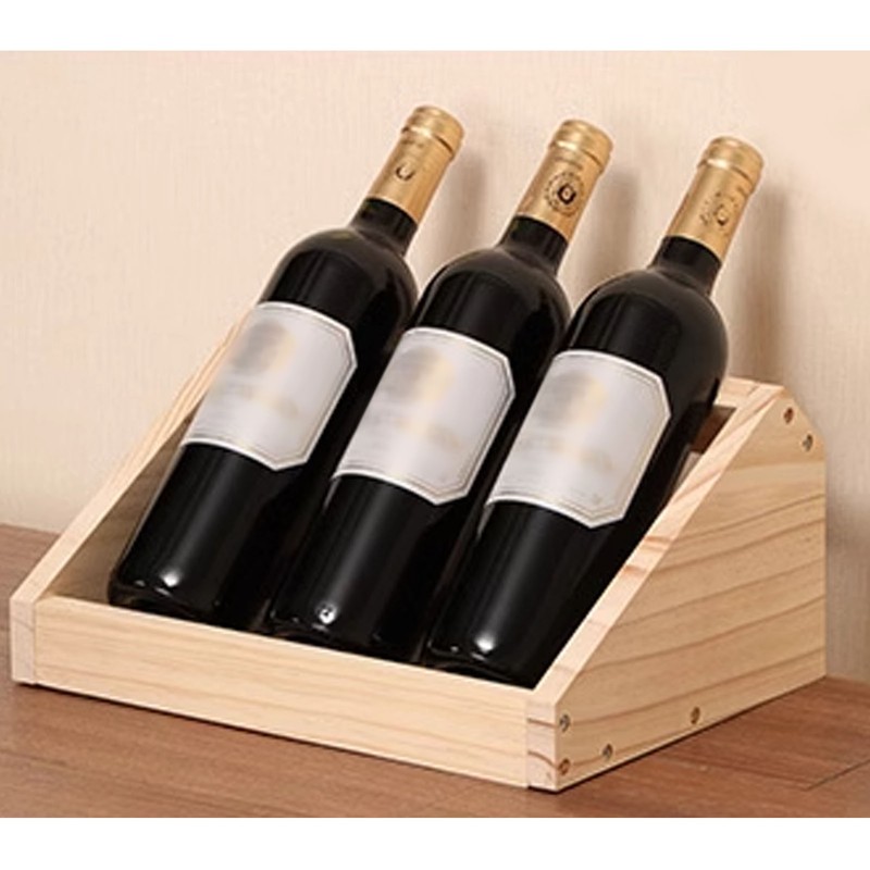 Wine Rack 3 Bottle Pine Wood Versatile Wine Storage Shelf