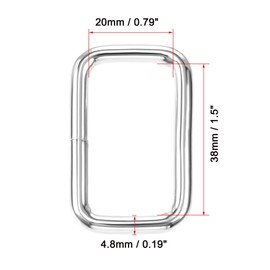 sourcing map Metal Rectangle Ring Buckles 38x20mm for Bags Belts DIY Silver Tone 10pcs