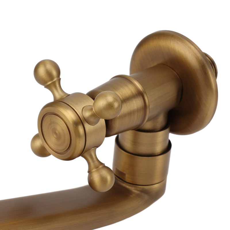 Antique Garden Faucet with Extended Spout Antifreezing Copper Wall Mount