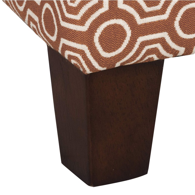 HomePop Upholstered Storage Cube Ottoman with Hinged Lid, Orange Geometric