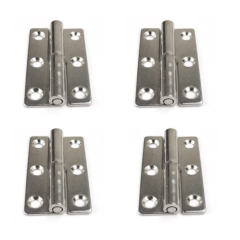 4Pcs 2.5" Detachable Door Hinge,Stainless Flag Hinge, Rising Butt Left