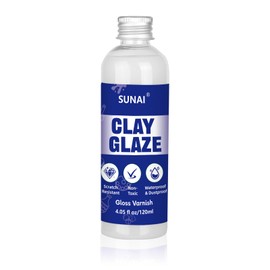 SUNAI 120ml High Gloss Air Dry Clay Glaze, Anti-Crack Scratch Resistant Air Dry Clay Varnish Sealant Protective Coating for DIY Projects, Wood Crafts & Handmade Art Paintings