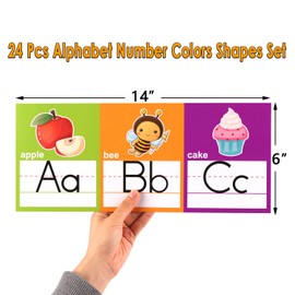 Alphabet Line Bulletin Board Set ABC Number 0-20 Colors and Shapes Wall Decorations for Pre-School Kindergarten Elementary Classroom Nursery Homeschool…