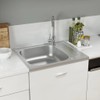 loibinfen Kitchen Sink with Drainer Set Silver 19.7"x23.6"x6.1", Stainless Steel