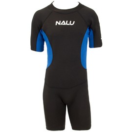 QuickDraw Adults Shortie Wetsuit NALU 3mm Neoprene Stretchy Swimming Surfing Diving Skin Shorty Wet Suit for Men & Women (Blue, 42"" Chest)
