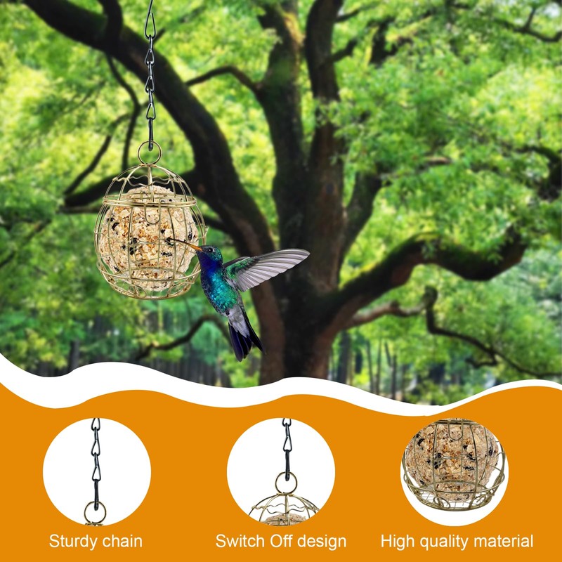 4 Pack Bird Feeder, Suet Ball Feeders for Outside Hanging,