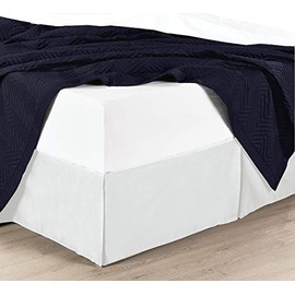 Premium Cotton Blend Quality Solid Bed Skirt - Pleated Tailored Bed Skirt with Corner Splits, Hotel Quality with 15 inch Drop, 650 TC dust Ruffle, King Size - White