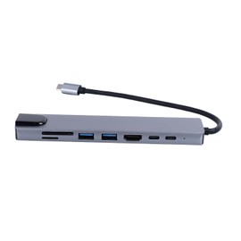 Yoidesu Adaptador Multipuerto USB C Hub, Adaptador USB C 8 en 1 con HDMI, Lector de Tarjetas SD/TF, Puerto USB C, USB 3.0, Ethernet RJ45 para Todos los Dispositivos Tipo C