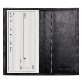 HISCOW Minimalist Checkbook Cover - Italian Leather (Antiqued Black)