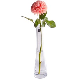Hand-Made Blown Art Bud Glass Vase Small Glass Vase Single Stem Vase for Flower and Office Bud Home Decor (25cm-Clear)