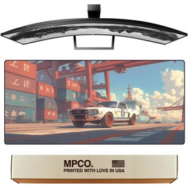 MPCO. Manga Motors Large Gaming Desk Pad - 36" x 17" Aeroglyde Fabric Meis-Mustang Desk Mats - Washable, Smooth Glide for Precision Gaming & Work