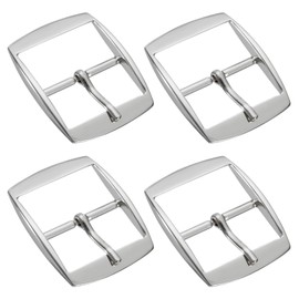 sourcing map Metal Roller Buckle, 4Pcs 1.26 Inch Single Prong Belt Buckle Square Center Bar Buckles for Leather Craft Accessories Belt, Silver