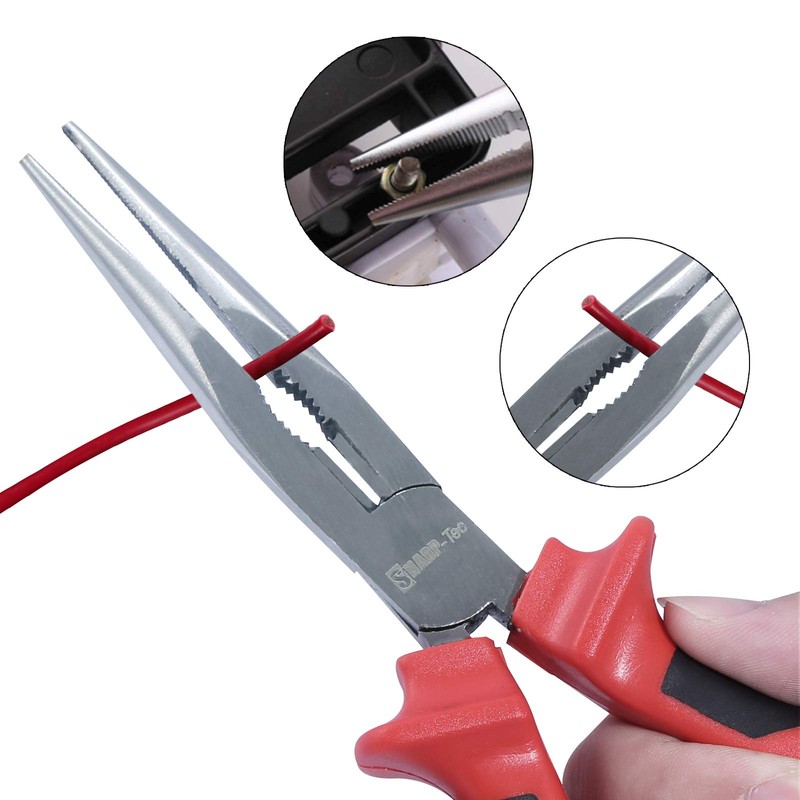 Sharp-tec Long Nose Pliers 160mm with Soft Grip Handles, Heavy
