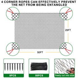BSTPCOO Bird Net 25'x50' Bird Netting for Chicken Coop Roof, Nylon 3/4" Mesh Poultry Netting Garden Nettings for Fruits Trees Plant, Aviary Nettings Deer Fence Trellis Net