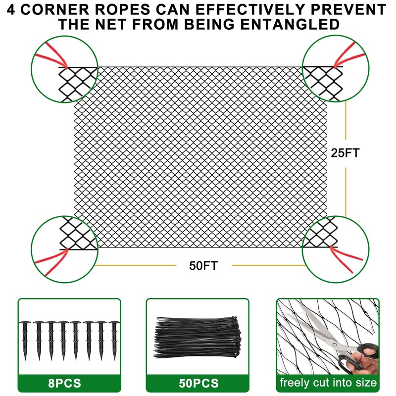 BSTPCOO Bird Net 25'x50' Bird Netting for Chicken Coop Roof,
