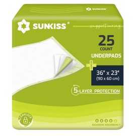 SUNKISS TrustPlus 36" x 23" Disposable Underpads for Incontinence, Super Absorbent Leakproof Bed Pads, Furniture Protectors, Pee Pads for Adults, Kids, Elderly, and Pets, 25 Count