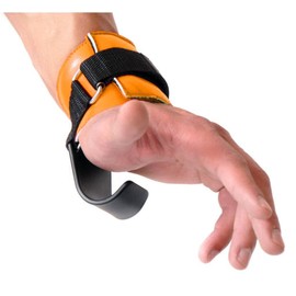 Sportech Italia - Padded Fitness Hook Hand Grip Weight Lifting Versa Grip Training Muscle Building Men Women Body Building Fitness (Orange)