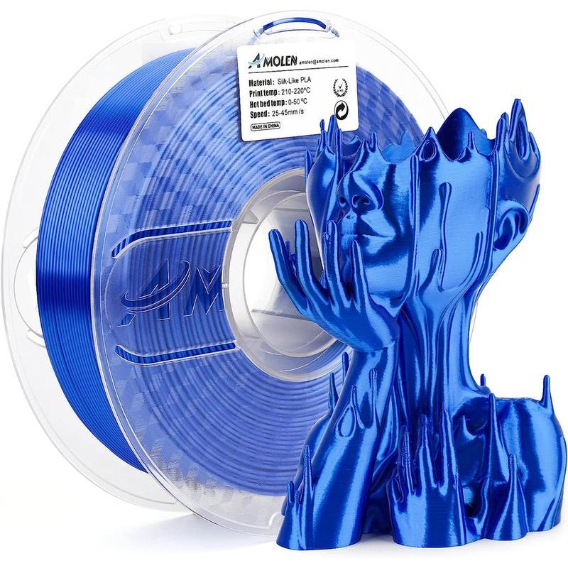 Amolen PLA Silk Basic 3D Printing Filament, 1.75mm:_Silk Cucumber Green_US