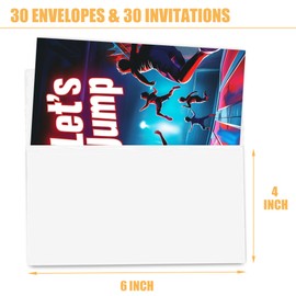 VIVORA Let's Jump Party Birthday Invitation Card for Boys, Jumping Party Themed Birthday Invites, 30 Cards & 30 Envelopes, 4x6 Inches, Double-Sided