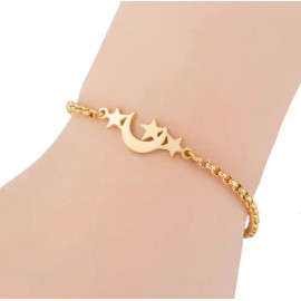 Pulsera Luna Y Estrellas Acero Inoxidable Calidad Ajustable