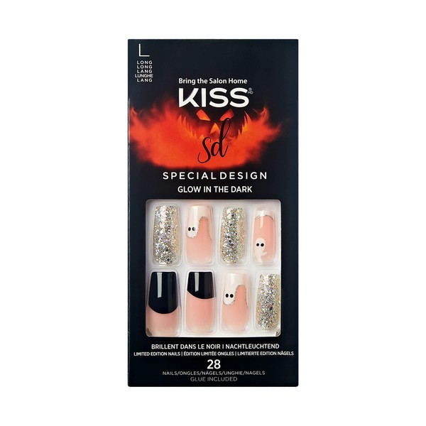 KISS Special Design Limited Edition Halloween Press-On Nails, Glow-In-The-Dark, ‘Bad
